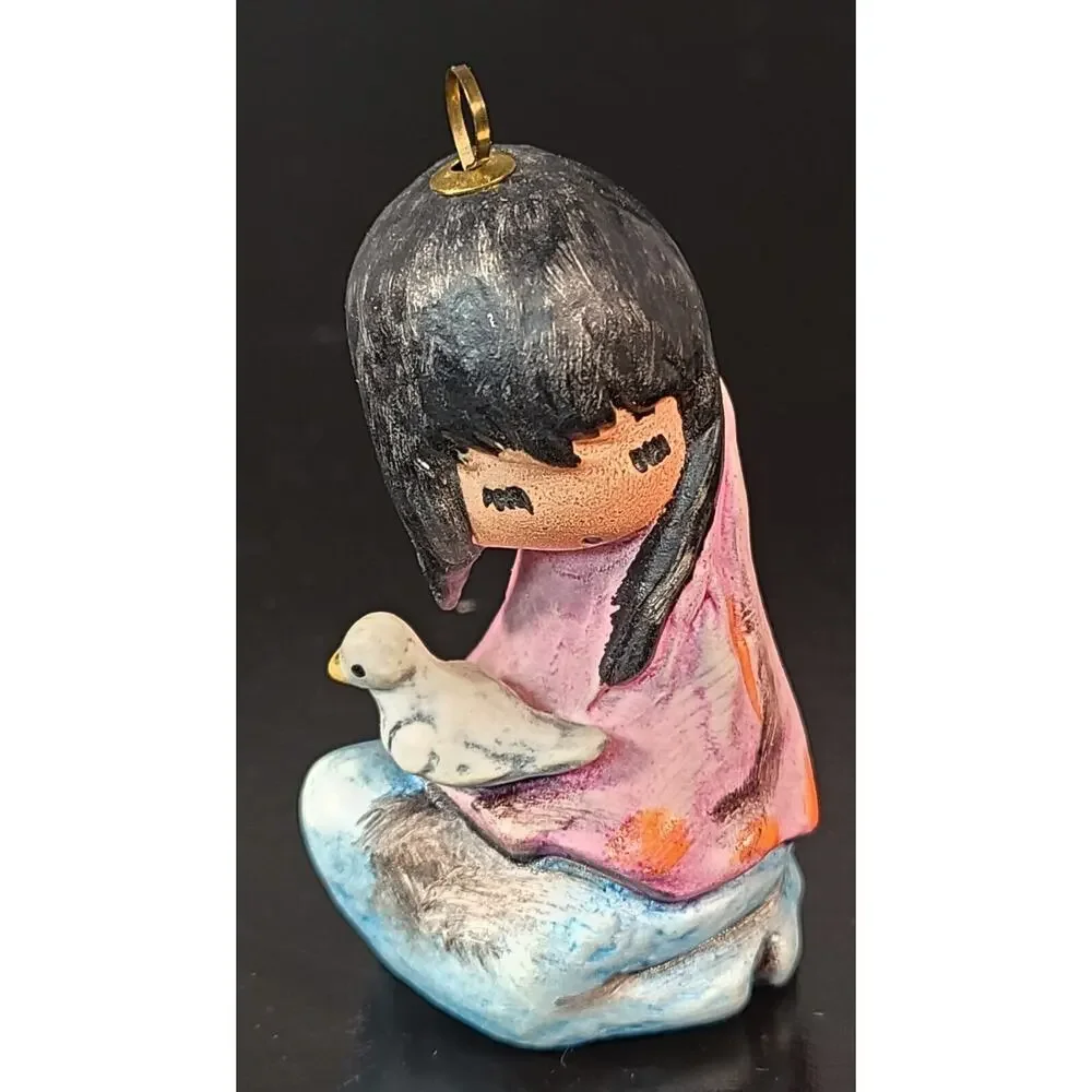 VTG 1987 DeGrazia Goebel Girl White Dove Ceramic Christmas Ornament 2nd Edition